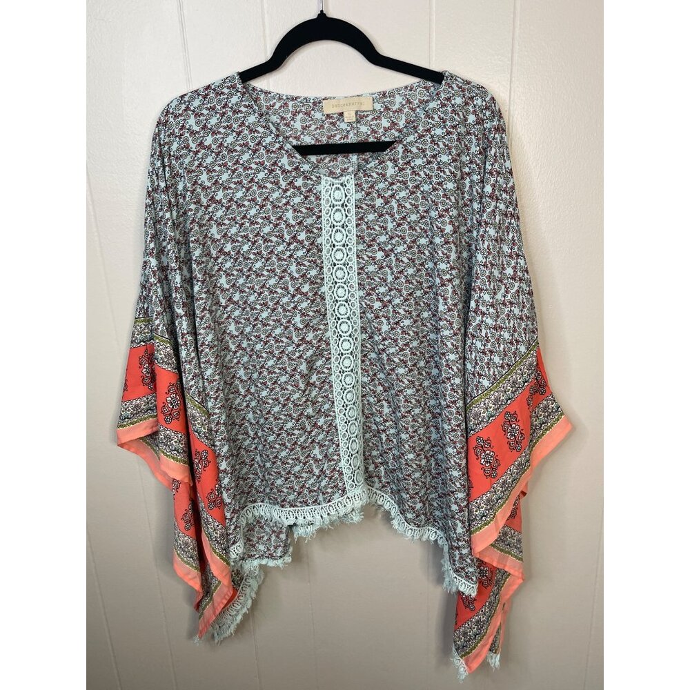 Dances & Marvel Floral Print Poncho Top S 100% Polyester